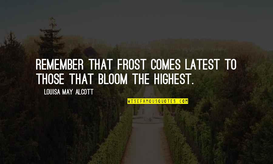 Mensurables Quotes By Louisa May Alcott: Remember that frost comes latest to those that Mensurables Quotes By Louisa May Alcott: Remember that frost comes latest to those that