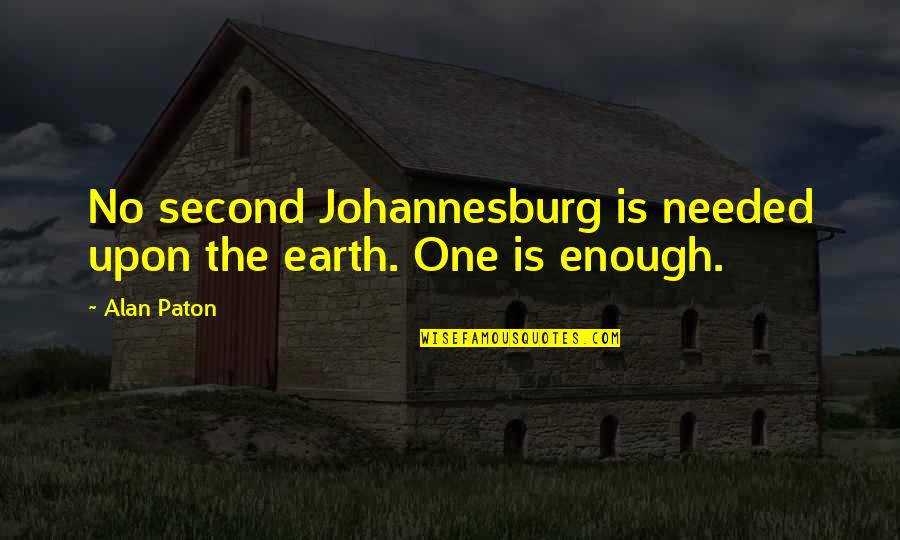 Mentahan Kotak Quotes By Alan Paton: No second Johannesburg is needed upon the earth.