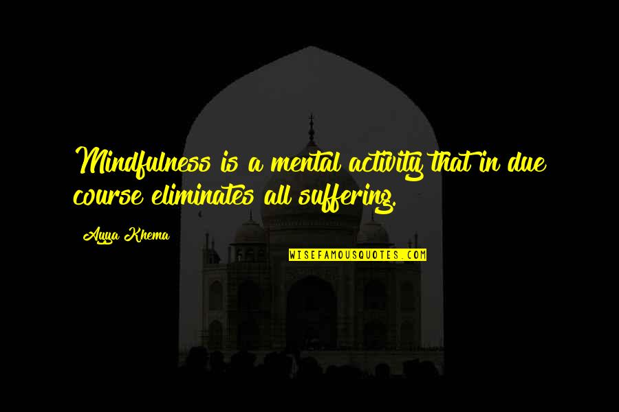 Mental Activity Quotes By Ayya Khema: Mindfulness is a mental activity that in due