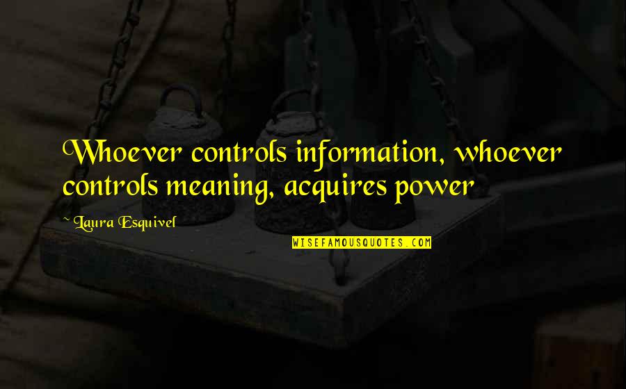 Mental Distress Quotes By Laura Esquivel: Whoever controls information, whoever controls meaning, acquires power