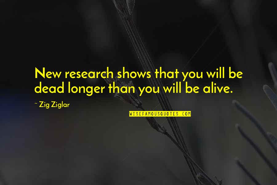 Mental Triggers Quotes By Zig Ziglar: New research shows that you will be dead