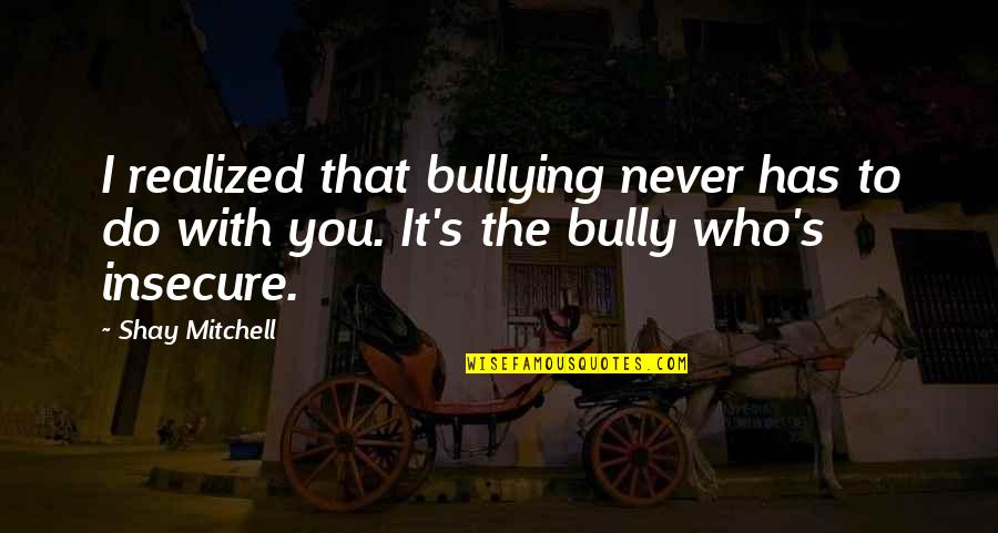 Mentally And Physically Exhausted Quotes By Shay Mitchell: I realized that bullying never has to do