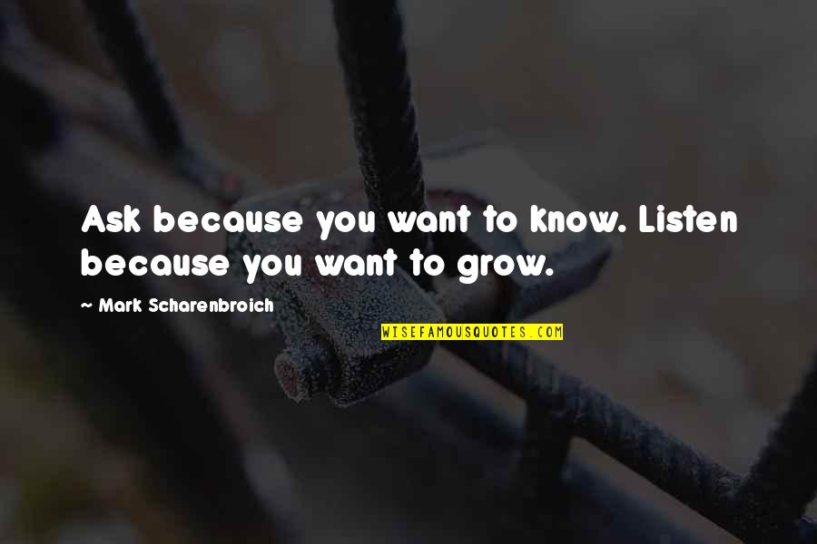 Mentido In English Quotes By Mark Scharenbroich: Ask because you want to know. Listen because Mentido In English Quotes By Mark Scharenbroich: Ask because you want to know. Listen because