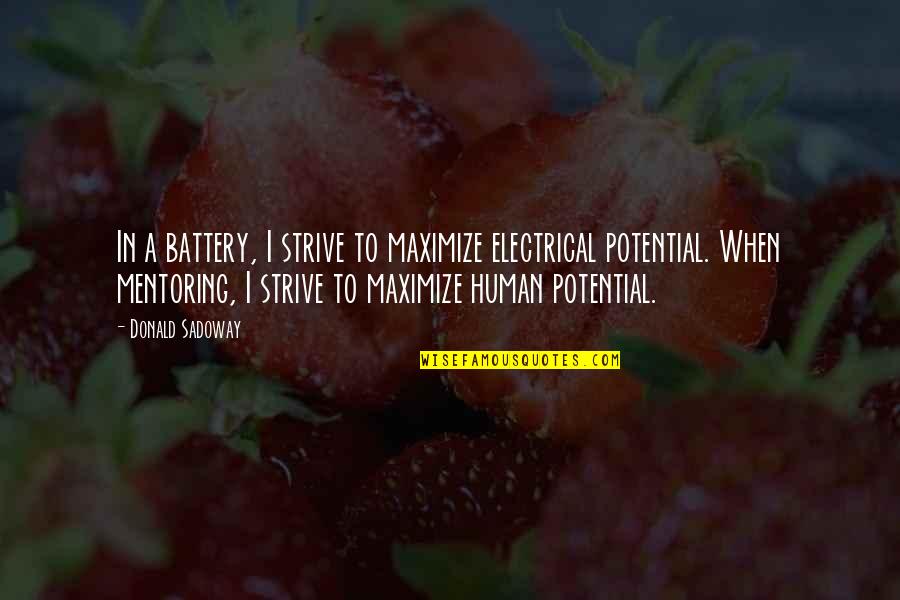 Mentoring Quotes By Donald Sadoway: In a battery, I strive to maximize electrical