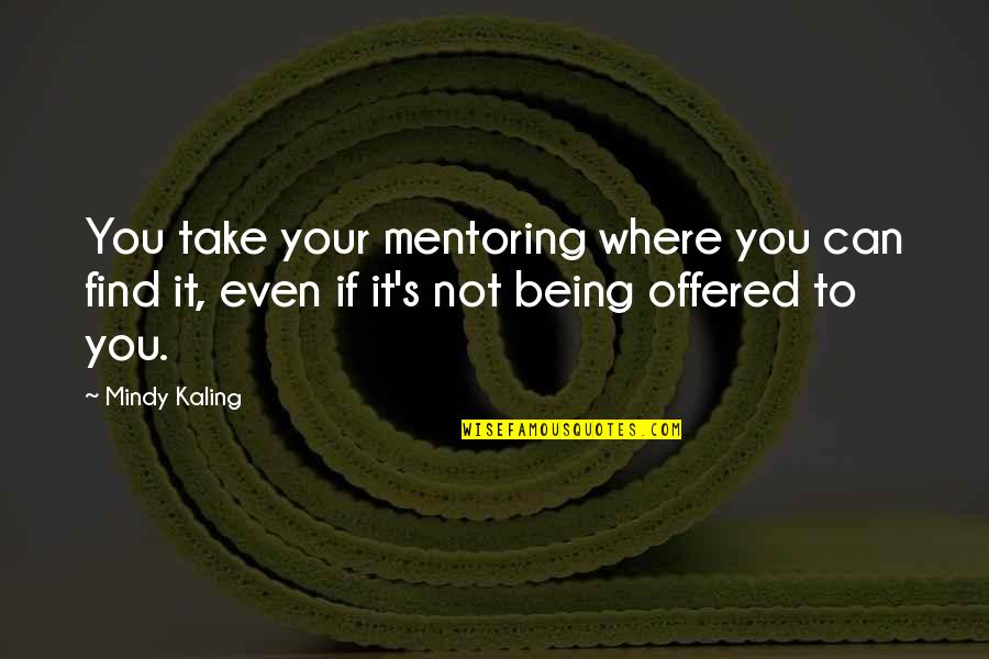 Mentoring Quotes By Mindy Kaling: You take your mentoring where you can find