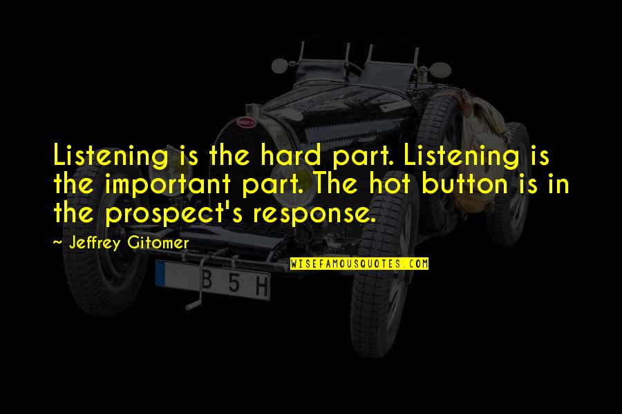 Menvier Catalogue Quotes By Jeffrey Gitomer: Listening is the hard part. Listening is the