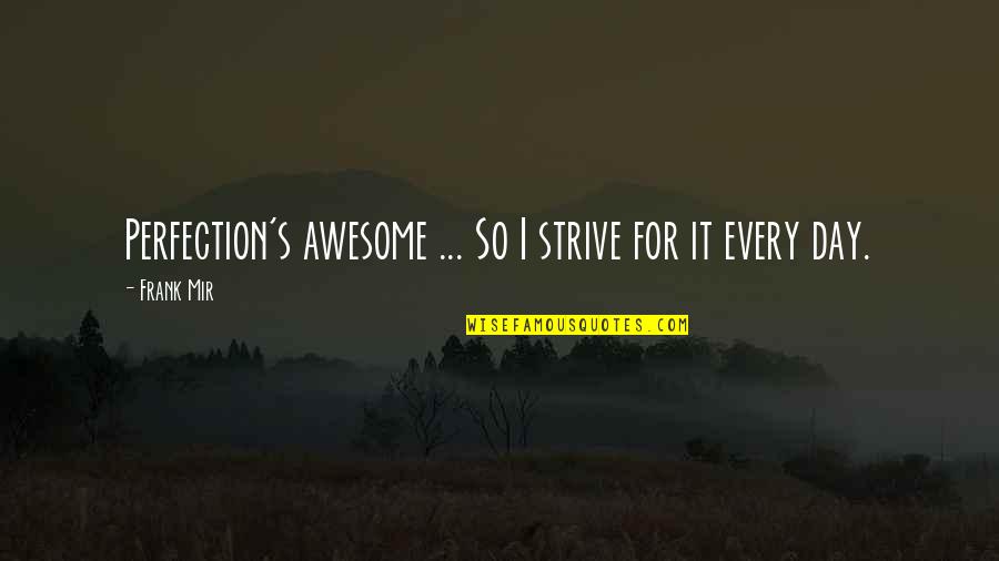 Mercantilism Vs Capitalism Quotes By Frank Mir: Perfection's awesome ... So I strive for it