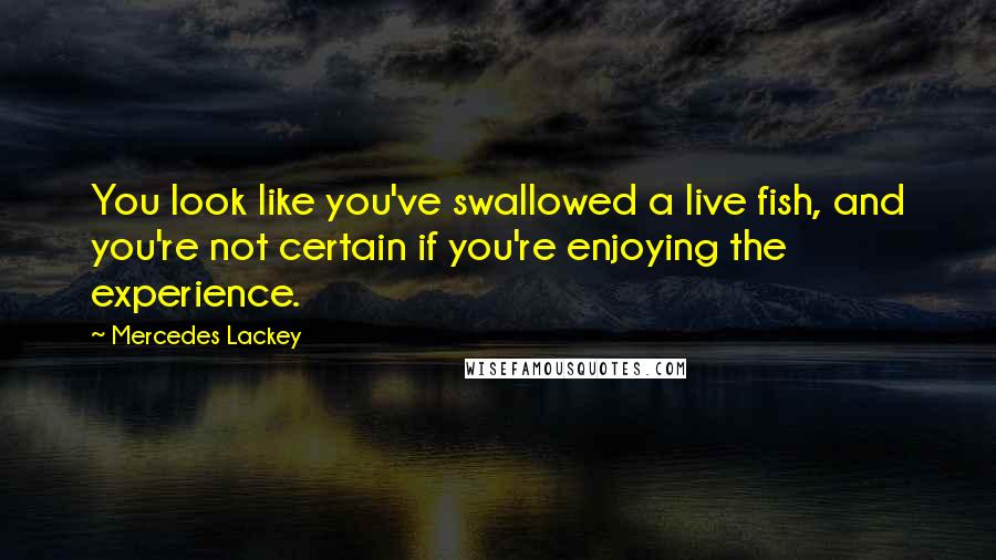 Mercedes Lackey quotes: You look like you've swallowed a live fish, and you're not certain if you're enjoying the experience.