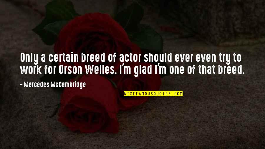 Mercedes's Quotes By Mercedes McCambridge: Only a certain breed of actor should ever