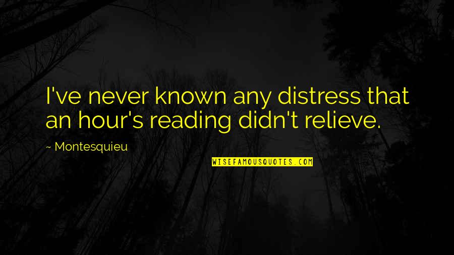 Mercenarios Quotes By Montesquieu: I've never known any distress that an hour's