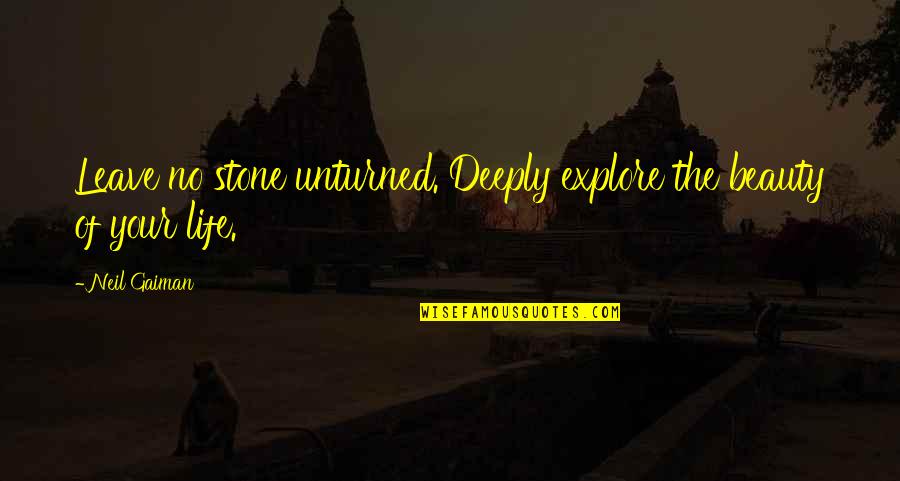 Merchant And Ivory Quotes By Neil Gaiman: Leave no stone unturned. Deeply explore the beauty