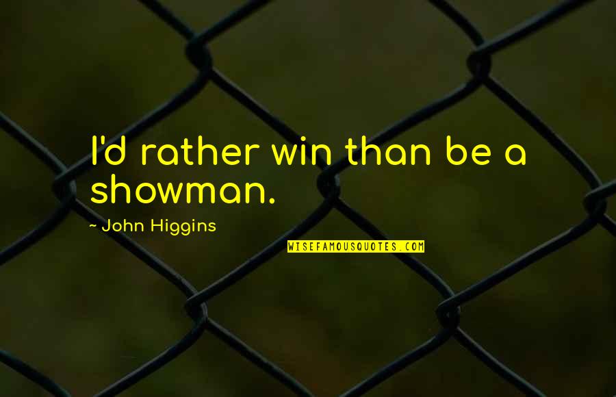 Mercurochrome Antiseptic Quotes By John Higgins: I'd rather win than be a showman.