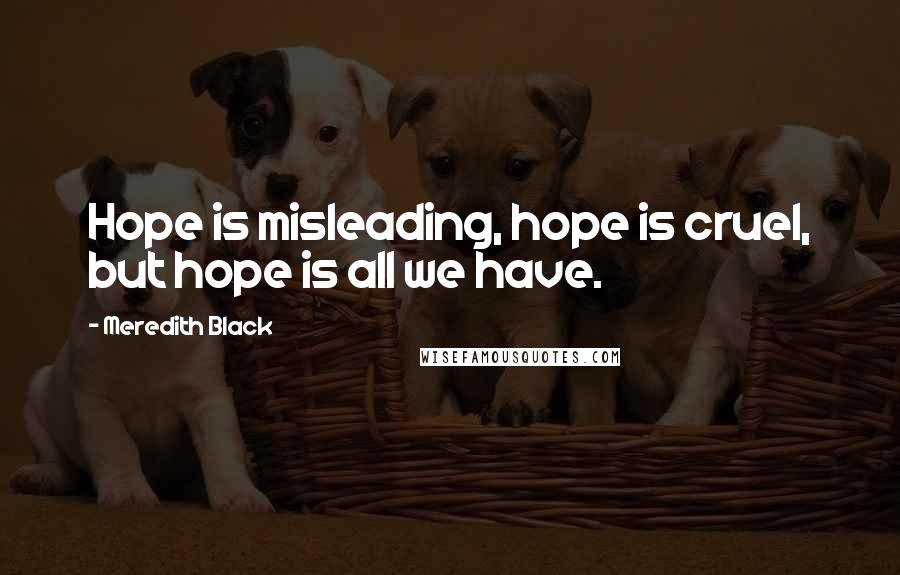 Meredith Black quotes: Hope is misleading, hope is cruel, but hope is all we have.