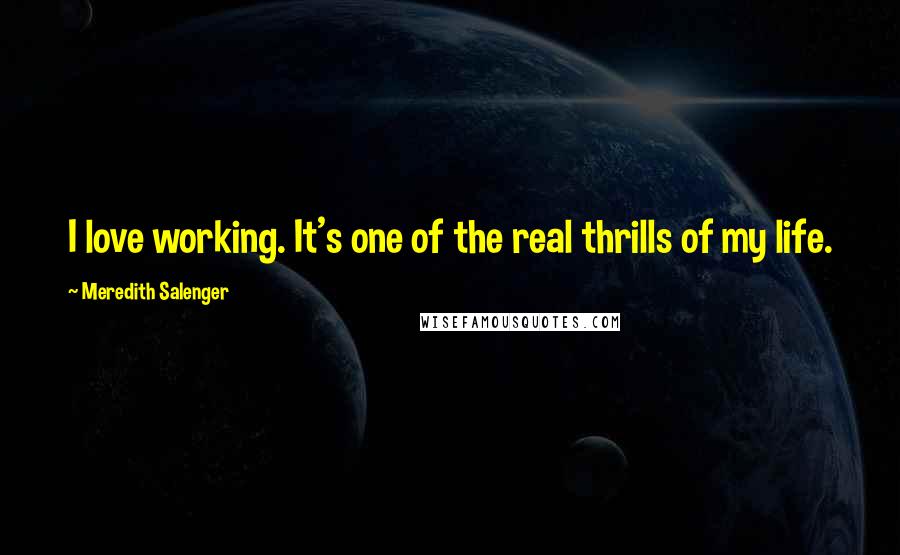 Meredith Salenger quotes: I love working. It's one of the real thrills of my life.