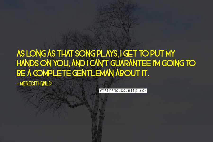 Meredith Wild quotes: As long as that song plays, I get to put my hands on you, and I can't guarantee I'm going to be a complete gentleman about it.