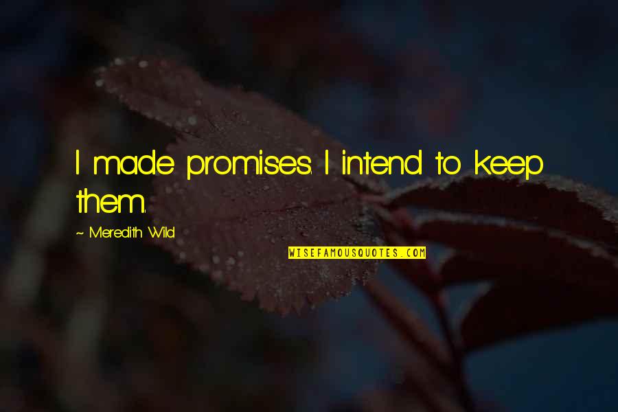 Meredith's Quotes By Meredith Wild: I made promises. I intend to keep them.