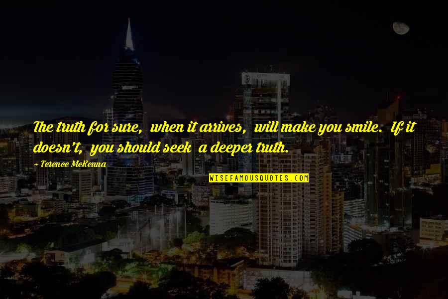 Merelyn Kaye Quotes By Terence McKenna: The truth for sure, when it arrives, will