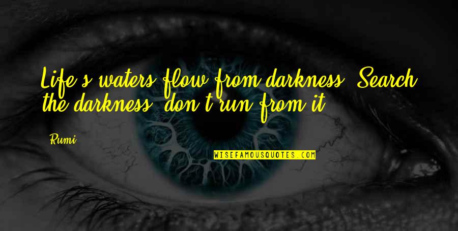 Meridionales Quotes By Rumi: Life's waters flow from darkness, Search the darkness,