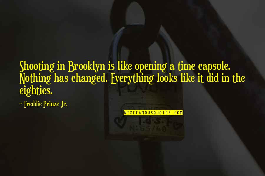 Merisal Flim Quotes By Freddie Prinze Jr.: Shooting in Brooklyn is like opening a time Merisal Flim Quotes By Freddie Prinze Jr.: Shooting in Brooklyn is like opening a time