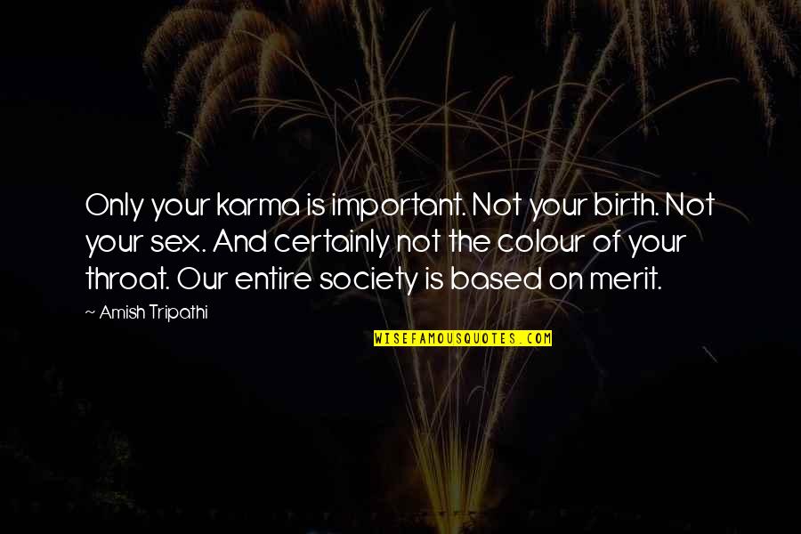 Merit Based Quotes By Amish Tripathi: Only your karma is important. Not your birth.