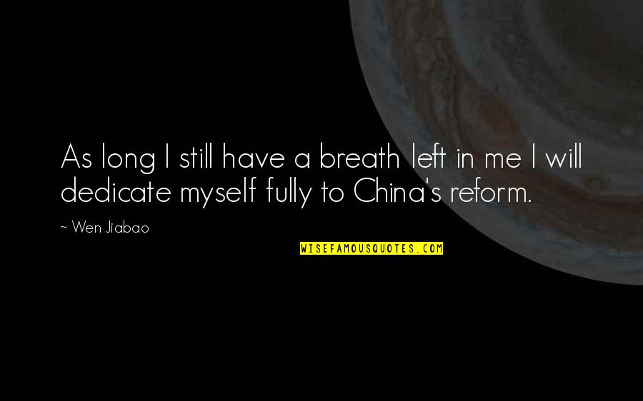 Merle Miller Quotes By Wen Jiabao: As long I still have a breath left