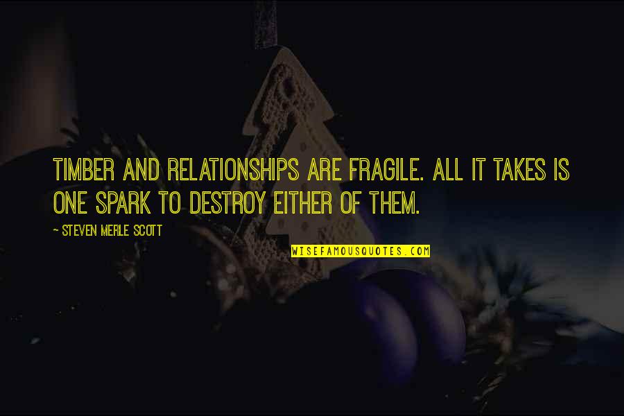 Merle Quotes By Steven Merle Scott: Timber and relationships are fragile. All it takes