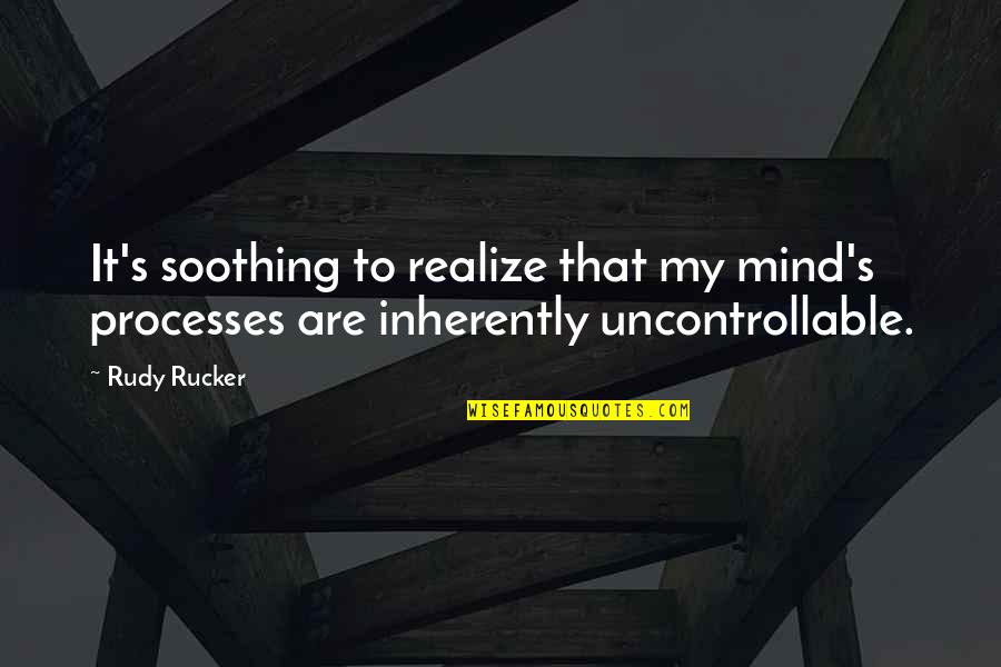 Merlijn Van Quotes By Rudy Rucker: It's soothing to realize that my mind's processes