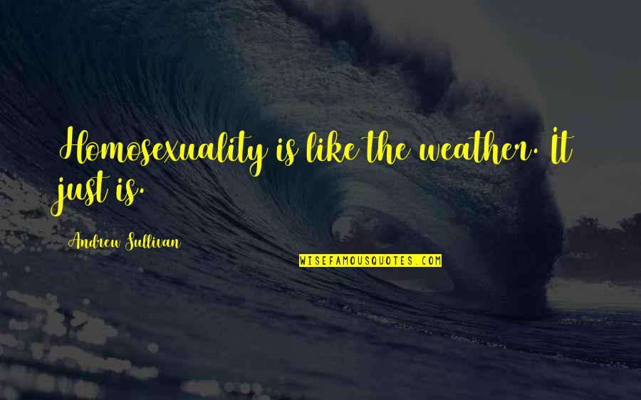 Meroli Hogar Quotes By Andrew Sullivan: Homosexuality is like the weather. It just is. Meroli Hogar Quotes By Andrew Sullivan: Homosexuality is like the weather. It just is.