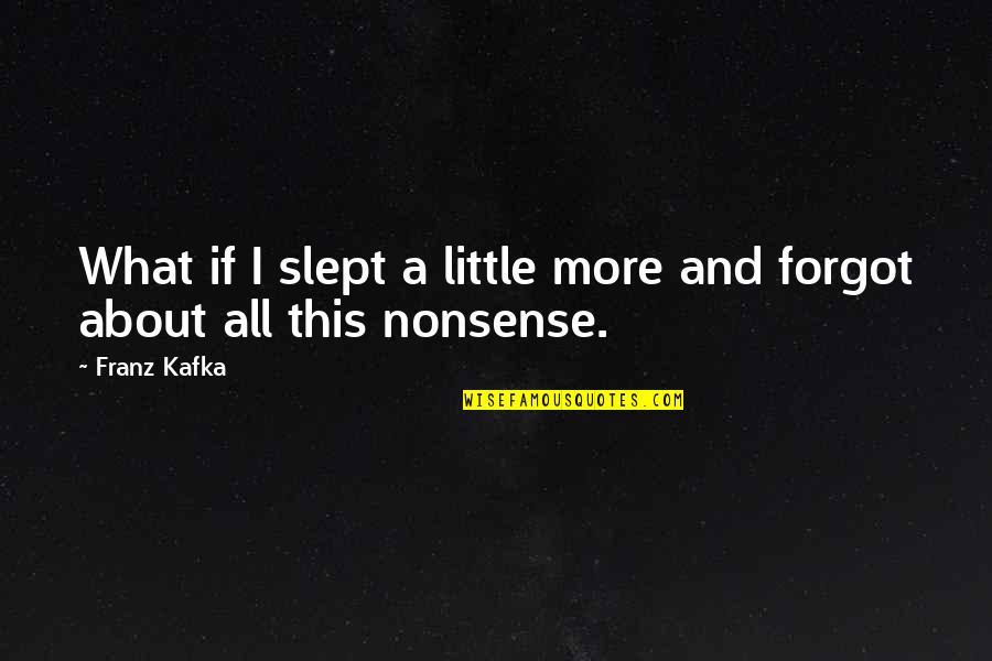 Merrisa Quotes By Franz Kafka: What if I slept a little more and