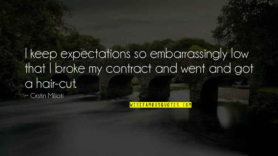 Mersheen Quotes By Cristin Milioti: I keep expectations so embarrassingly low that I Mersheen Quotes By Cristin Milioti: I keep expectations so embarrassingly low that I