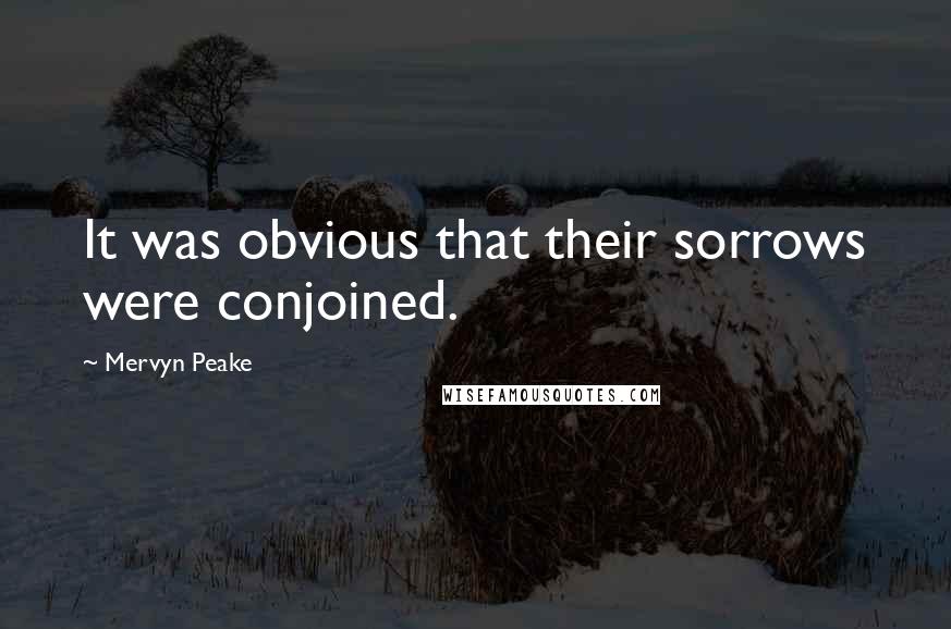 Mervyn Peake quotes: It was obvious that their sorrows were conjoined.