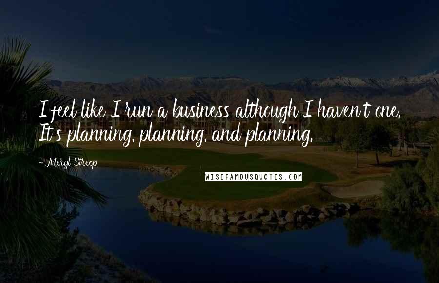 Meryl Streep quotes: I feel like I run a business although I haven't one. It's planning, planning, and planning.
