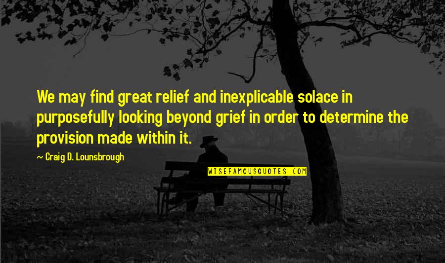 Merzak Bagtache Quotes By Craig D. Lounsbrough: We may find great relief and inexplicable solace