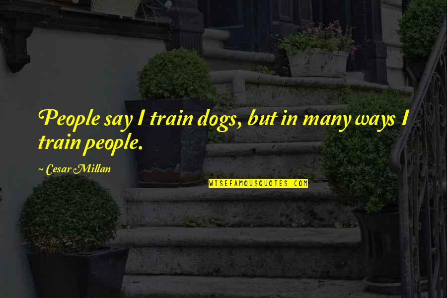 Mesa Selimovic Famous Quotes By Cesar Millan: People say I train dogs, but in many Mesa Selimovic Famous Quotes By Cesar Millan: People say I train dogs, but in many