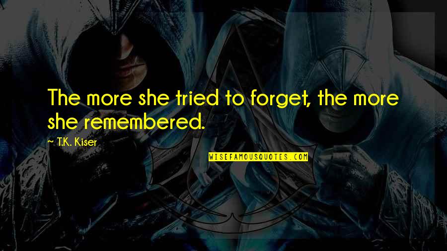 Meschelle Linjean Quotes By T.K. Kiser: The more she tried to forget, the more