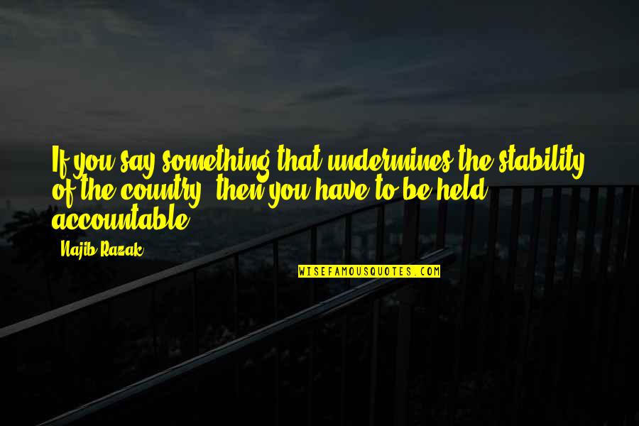 Mesenchymal Stem Quotes By Najib Razak: If you say something that undermines the stability