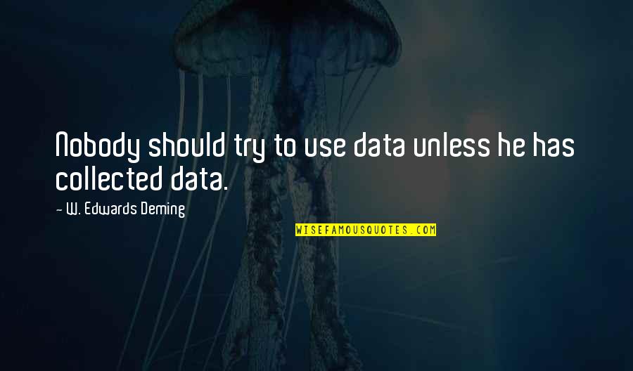 Meslekler Sanat Quotes By W. Edwards Deming: Nobody should try to use data unless he Meslekler Sanat Quotes By W. Edwards Deming: Nobody should try to use data unless he