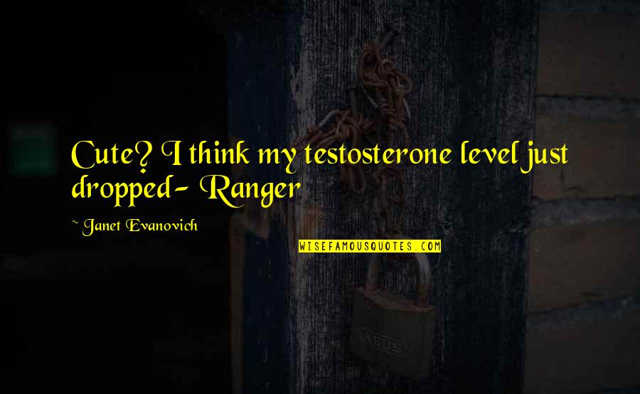 Messages In Books Quotes By Janet Evanovich: Cute? I think my testosterone level just dropped-