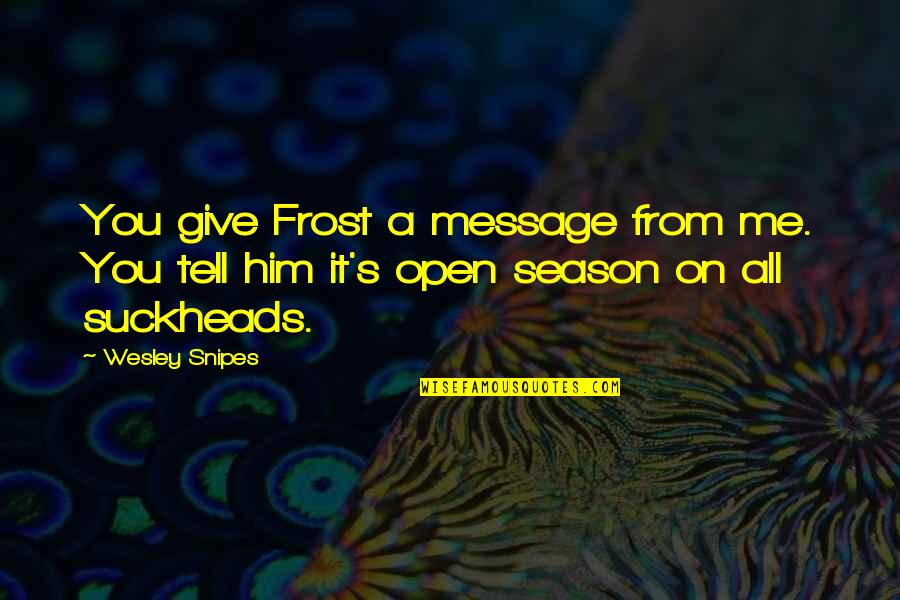 Messages Quotes By Wesley Snipes: You give Frost a message from me. You