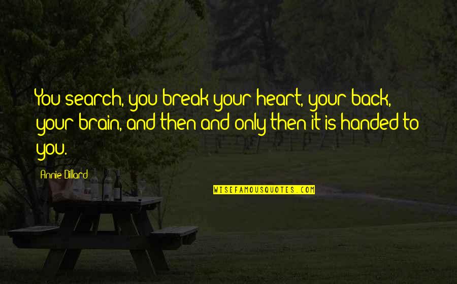 Mestolo Di Quotes By Annie Dillard: You search, you break your heart, your back,