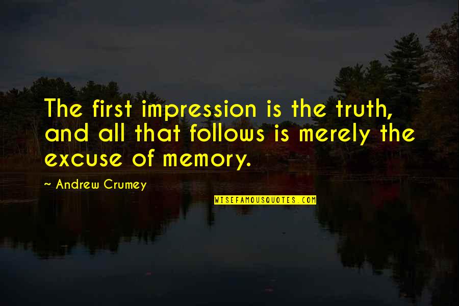 Met Him After Ages Quotes By Andrew Crumey: The first impression is the truth, and all