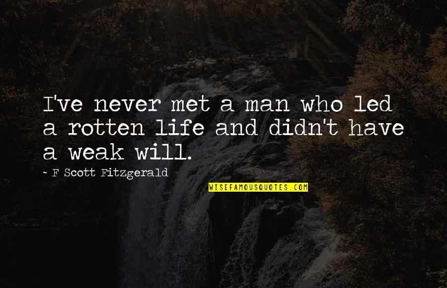 Met Life Quotes By F Scott Fitzgerald: I've never met a man who led a