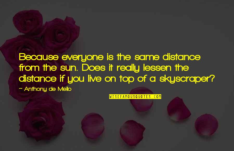 Metaphors In Frankenstein Quotes By Anthony De Mello: Because everyone is the same distance from the Metaphors In Frankenstein Quotes By Anthony De Mello: Because everyone is the same distance from the