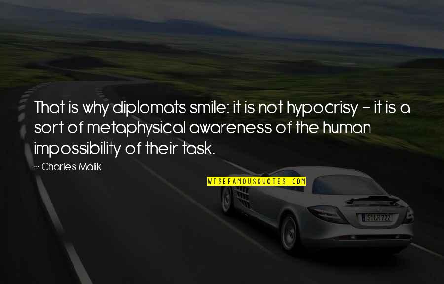 Metaphysical Quotes By Charles Malik: That is why diplomats smile: it is not