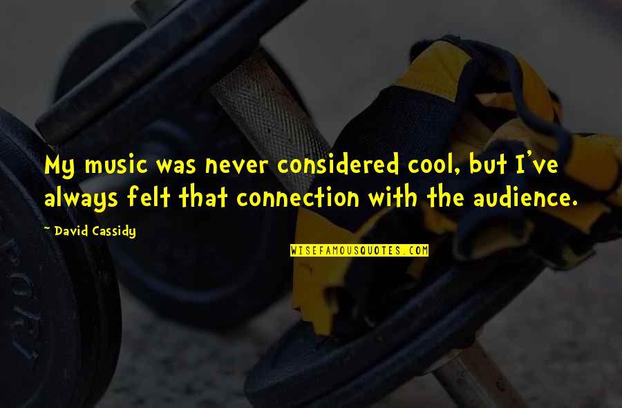 Metauro Drive Quotes By David Cassidy: My music was never considered cool, but I've Metauro Drive Quotes By David Cassidy: My music was never considered cool, but I've