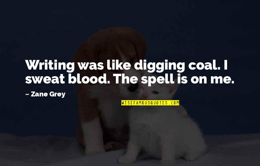 Meteion Quotes By Zane Grey: Writing was like digging coal. I sweat blood.