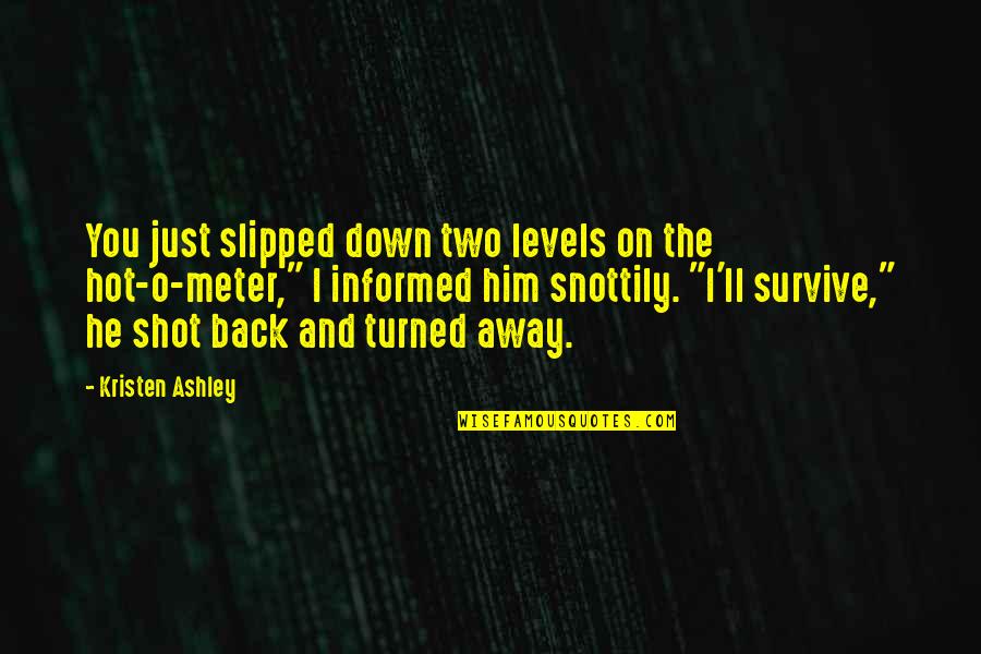 Meter Quotes By Kristen Ashley: You just slipped down two levels on the