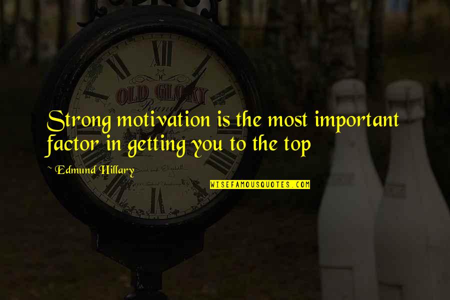 Methatre Quotes By Edmund Hillary: Strong motivation is the most important factor in