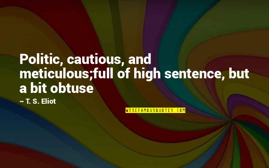 Meticulous Quotes By T. S. Eliot: Politic, cautious, and meticulous;full of high sentence, but