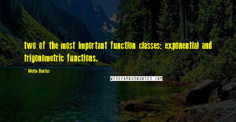 Metin Bektas quotes: two of the most important function classes: exponential and trigonometric functions. Metin Bektas quotes: two of the most important function classes: exponential and trigonometric functions.